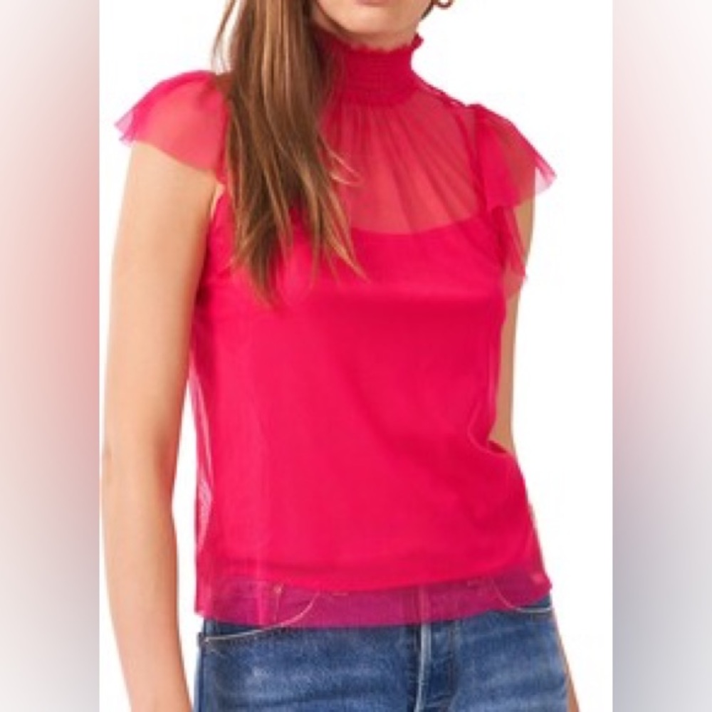 NWOT 1. State Pink Mesh Blouse